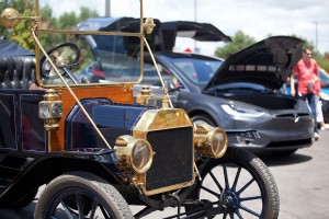 old automobile and new lamborghini