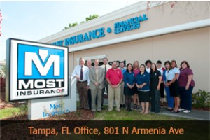 Most Insurance employees group photo outside office building Tampa Florida